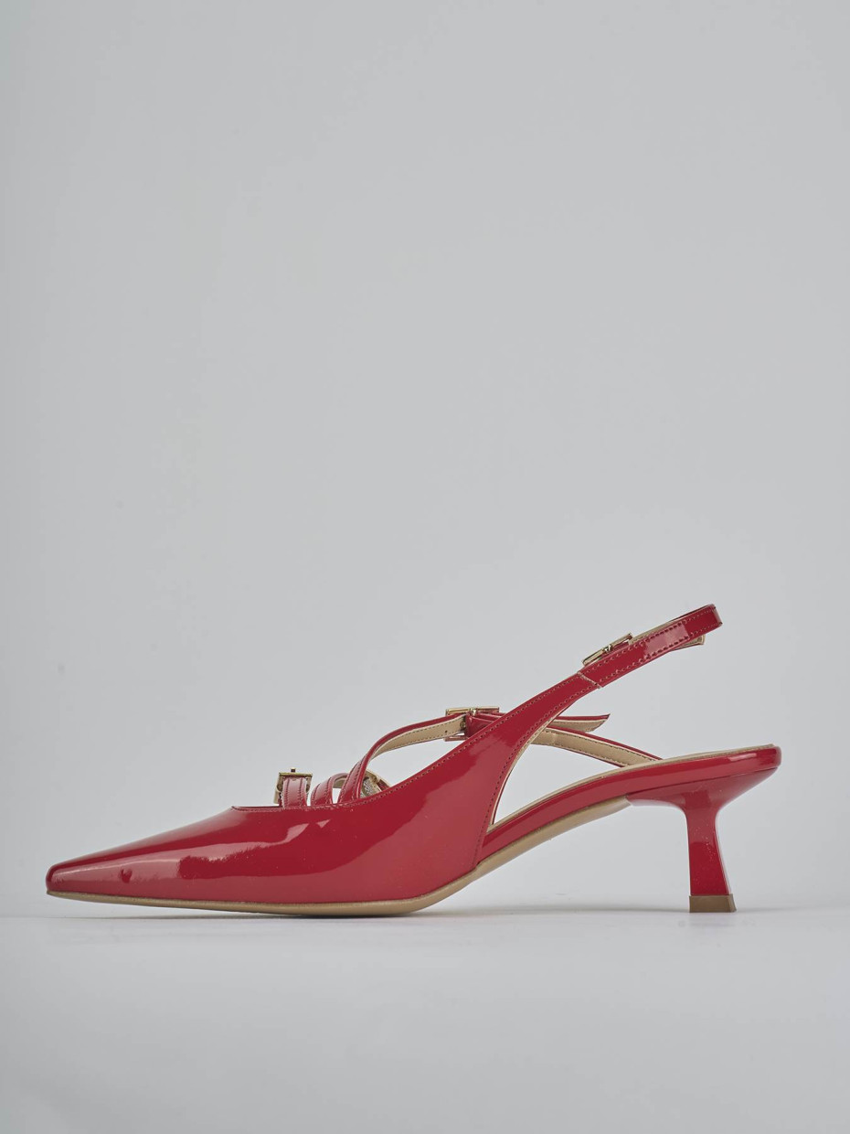 Décolleté e slingback tacco 7cm vernice rosso