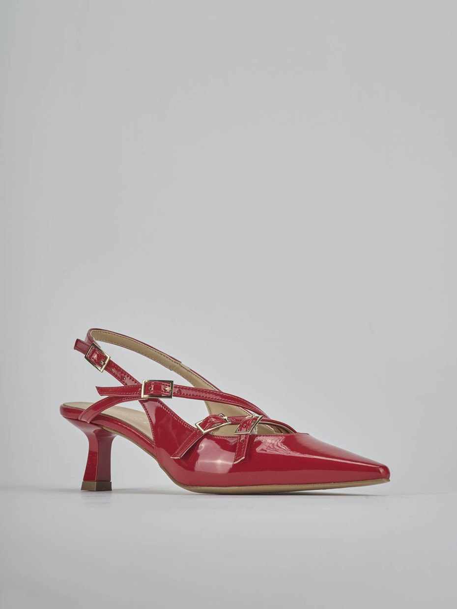 Décolleté e slingback tacco 7cm vernice rosso