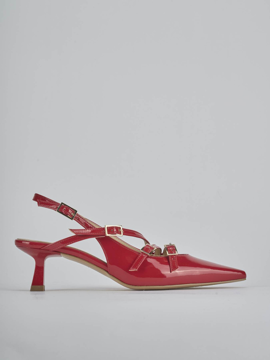 Décolleté e slingback tacco 7cm vernice rosso