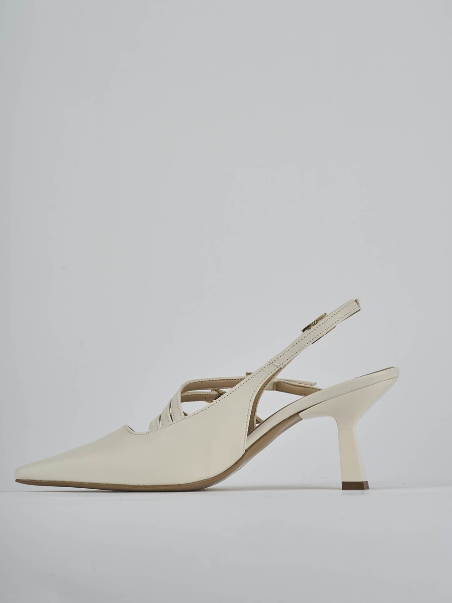 Décolleté e slingback tacco 7cm pelle bianco