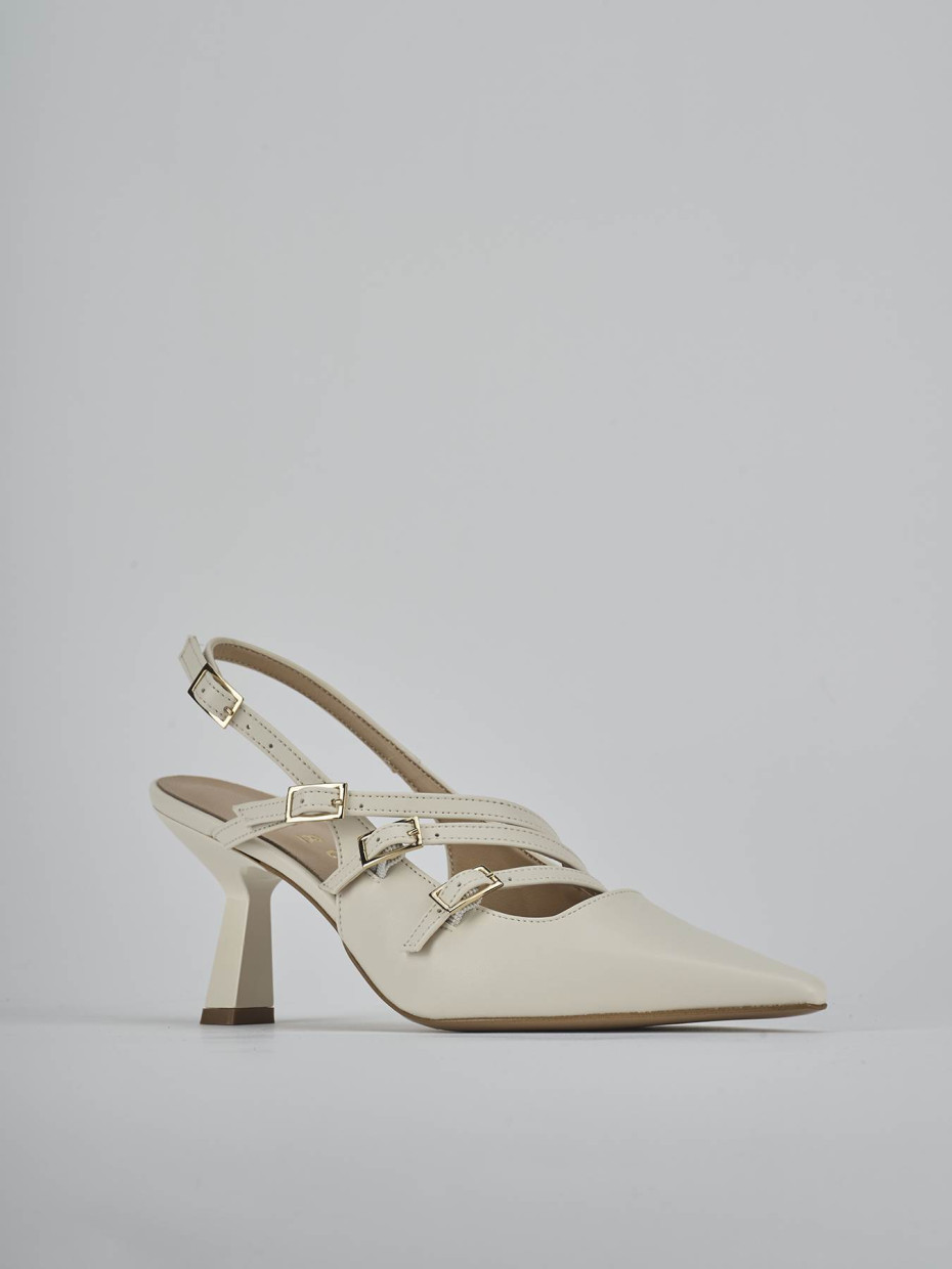 Décolleté e slingback tacco 7cm pelle bianco