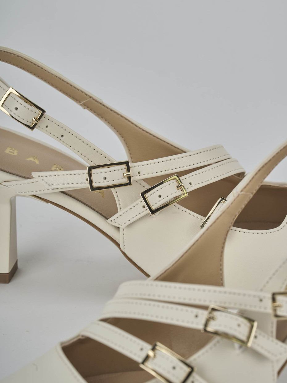 Décolleté e slingback tacco 7cm pelle bianco