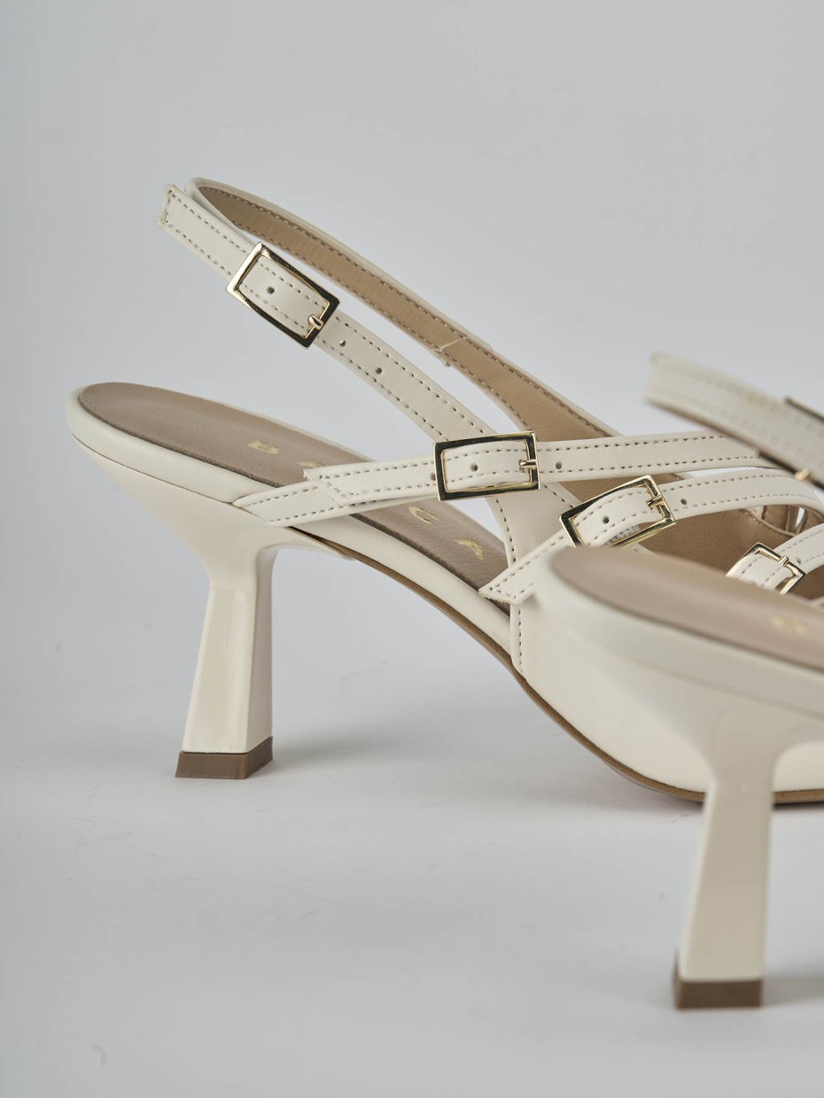 Décolleté e slingback tacco 7cm pelle bianco