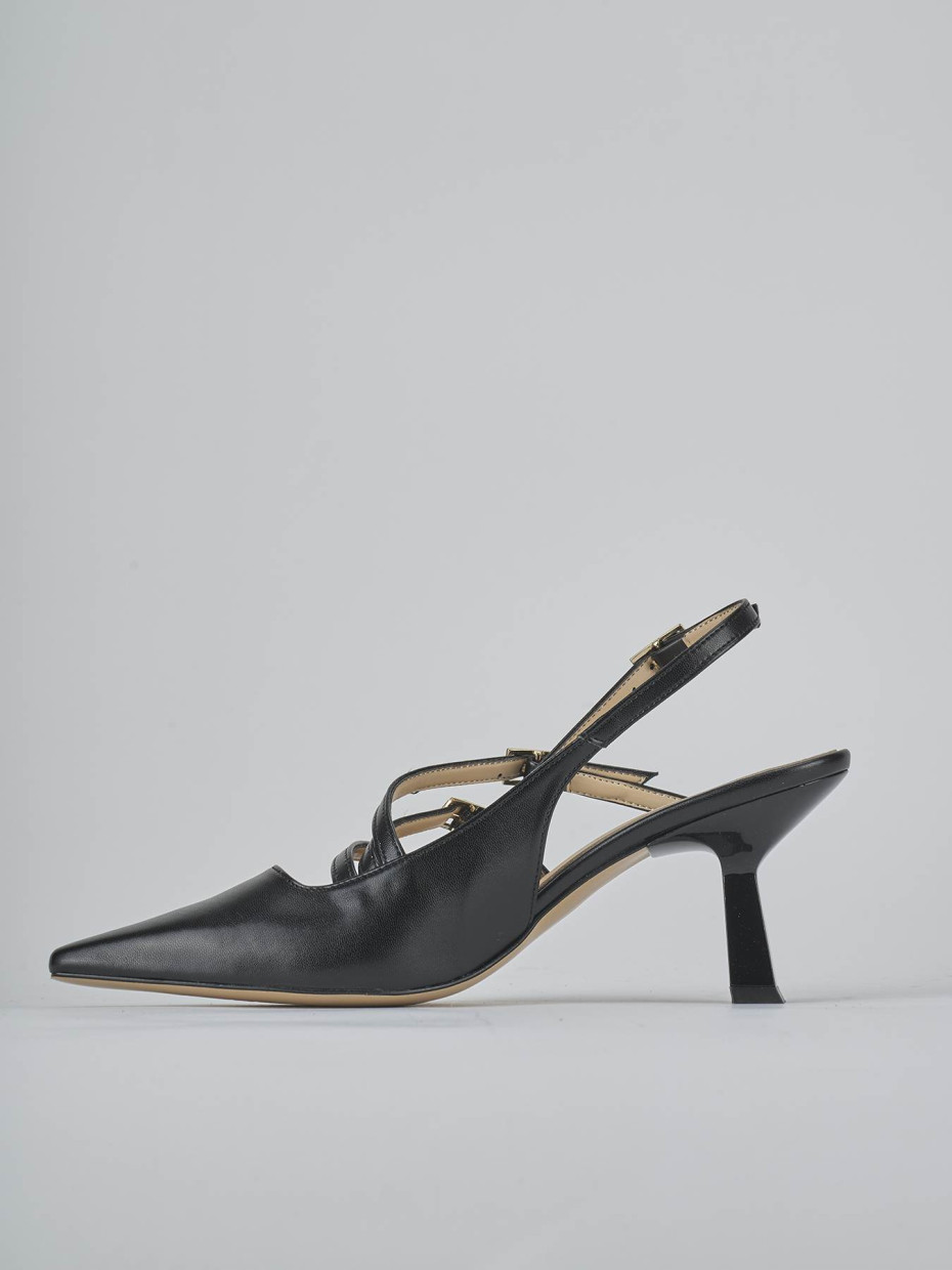 Décolleté e slingback tacco 7cm pelle nero
