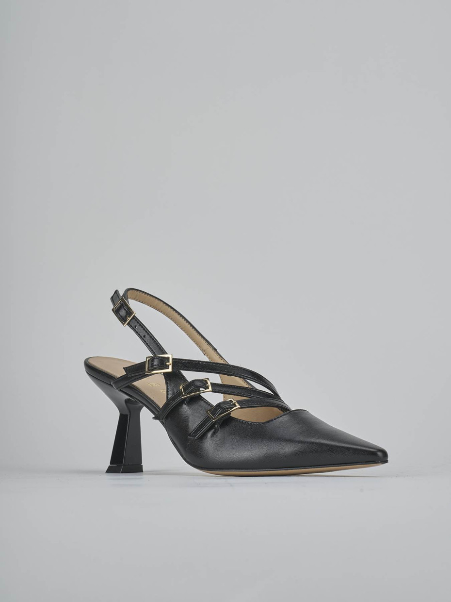 Décolleté e slingback tacco 7cm pelle nero