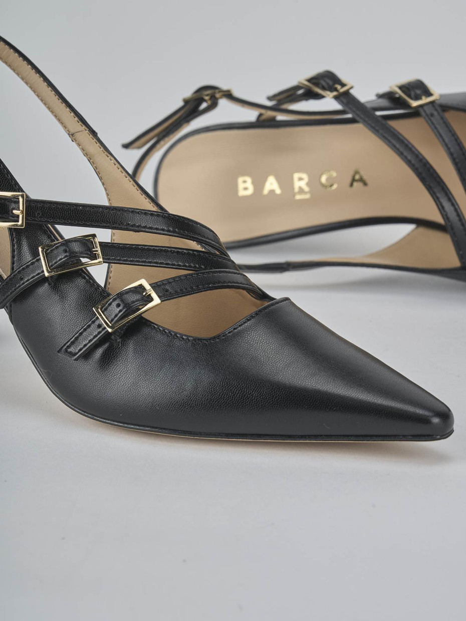 Décolleté e slingback tacco 7cm pelle nero