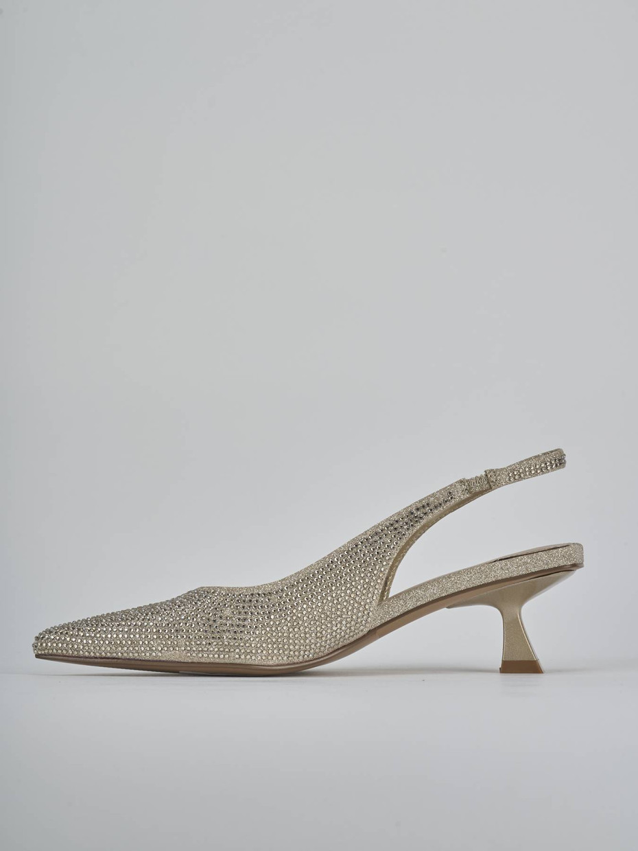 Décolleté e slingback tacco 5cm pelle oro