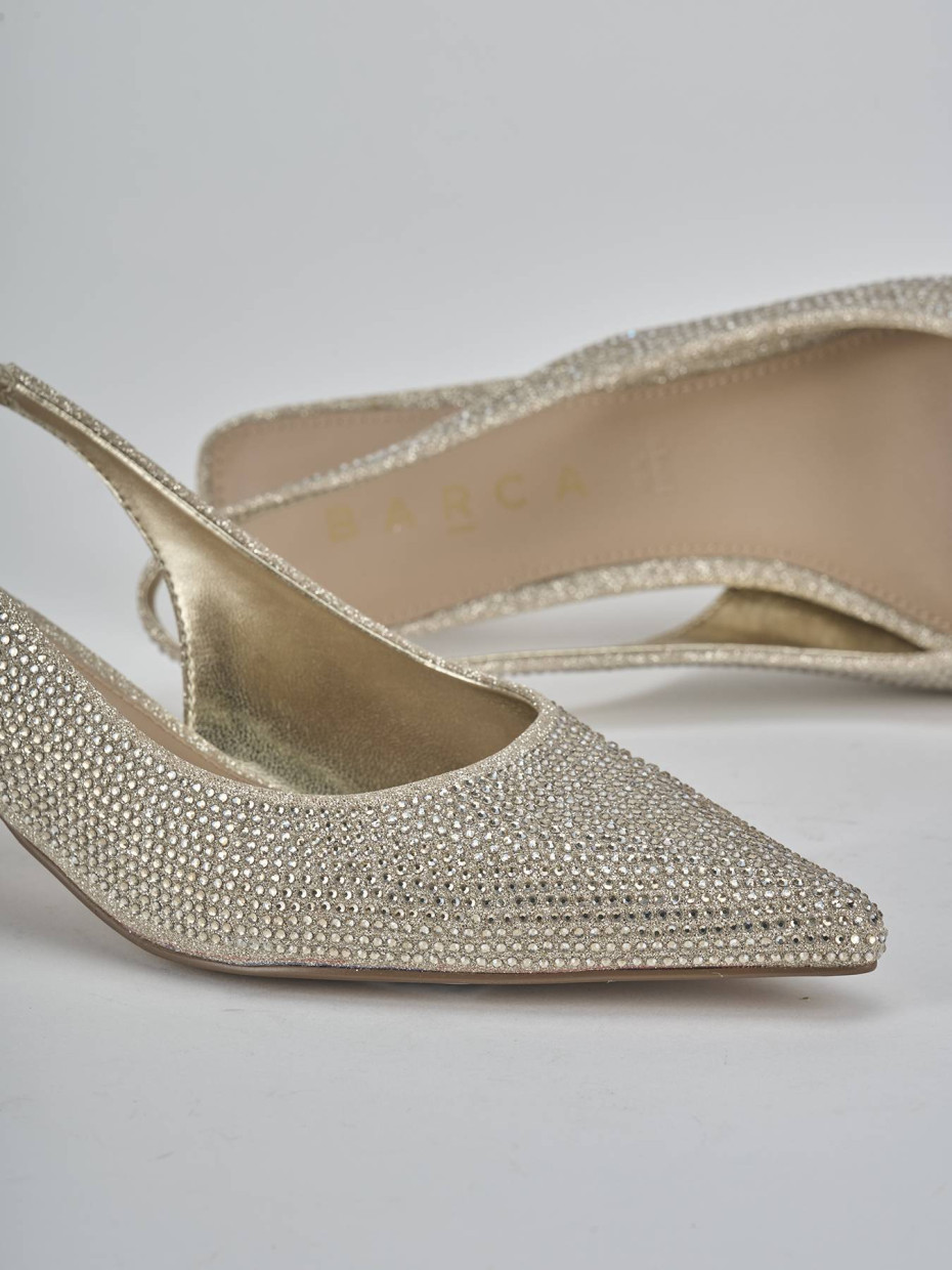 Décolleté e slingback tacco 5cm pelle oro