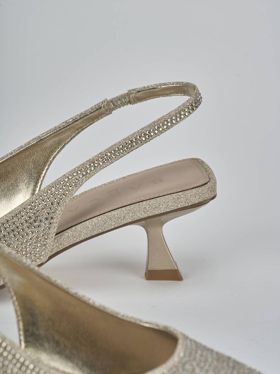 Décolleté e slingback tacco 5cm pelle oro