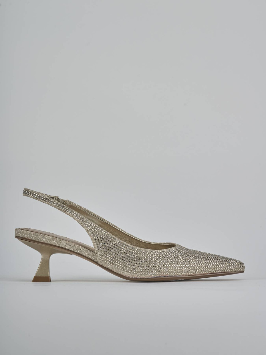 Décolleté e slingback tacco 5cm pelle oro