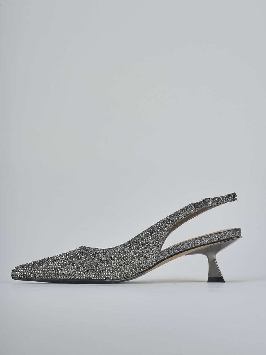 Décolleté e slingback tacco 5cm pelle argento