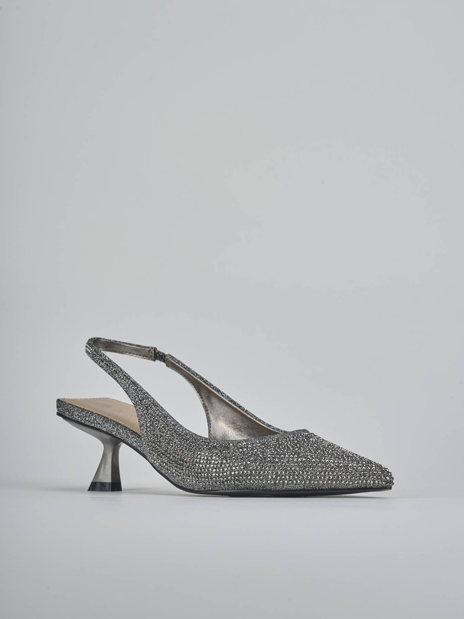 Décolleté e slingback tacco 5cm pelle argento