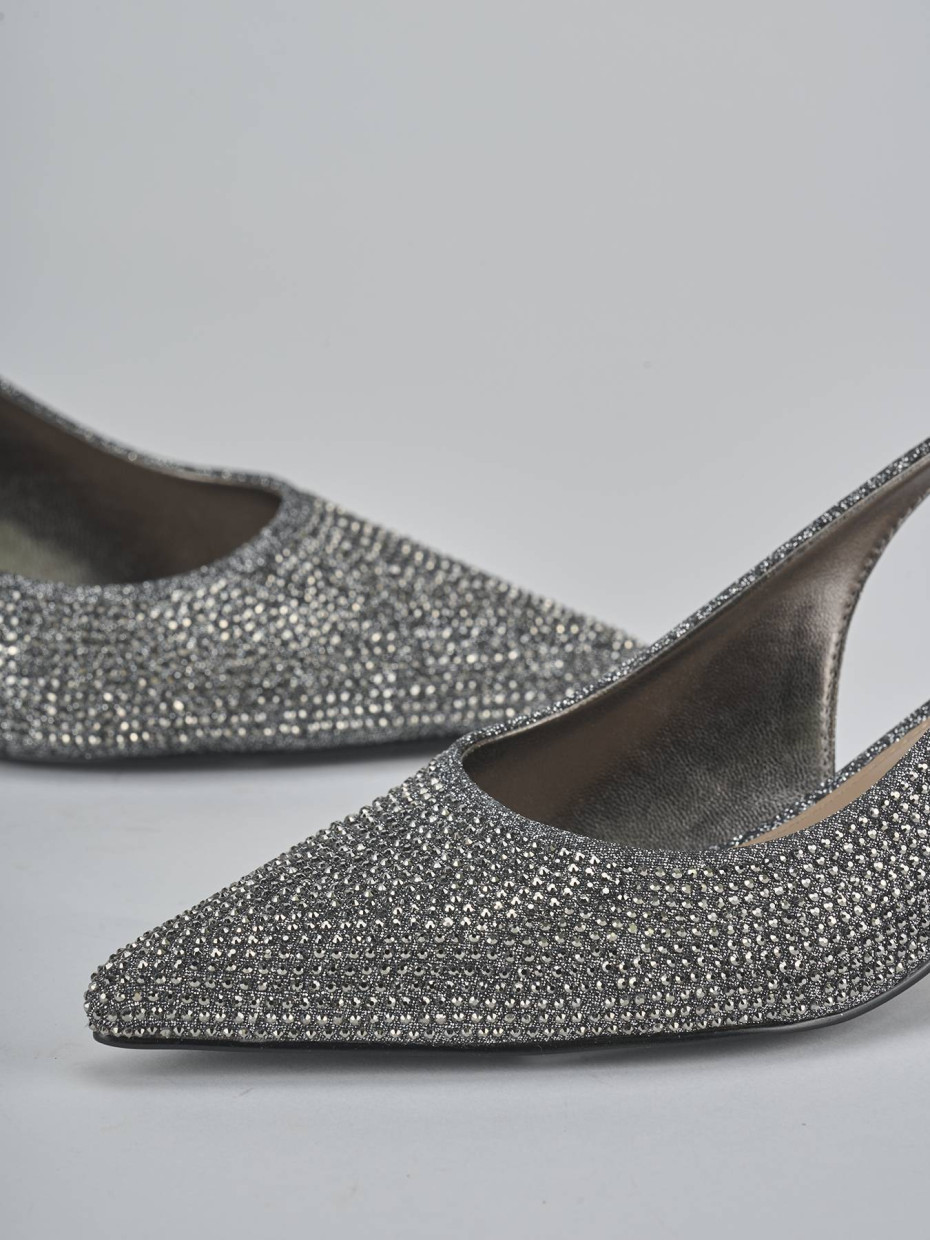 Décolleté e slingback tacco 5cm pelle argento