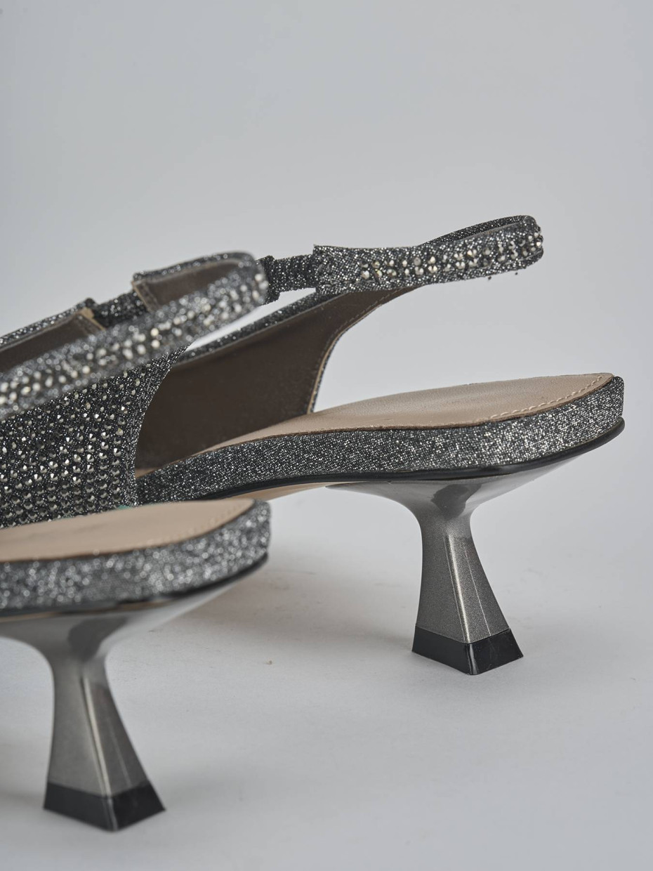 Décolleté e slingback tacco 5cm pelle argento