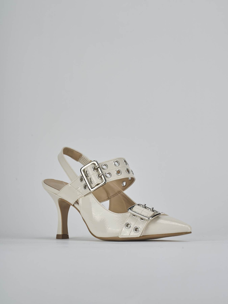 Décolleté e slingback tacco 7cm vernice bianco