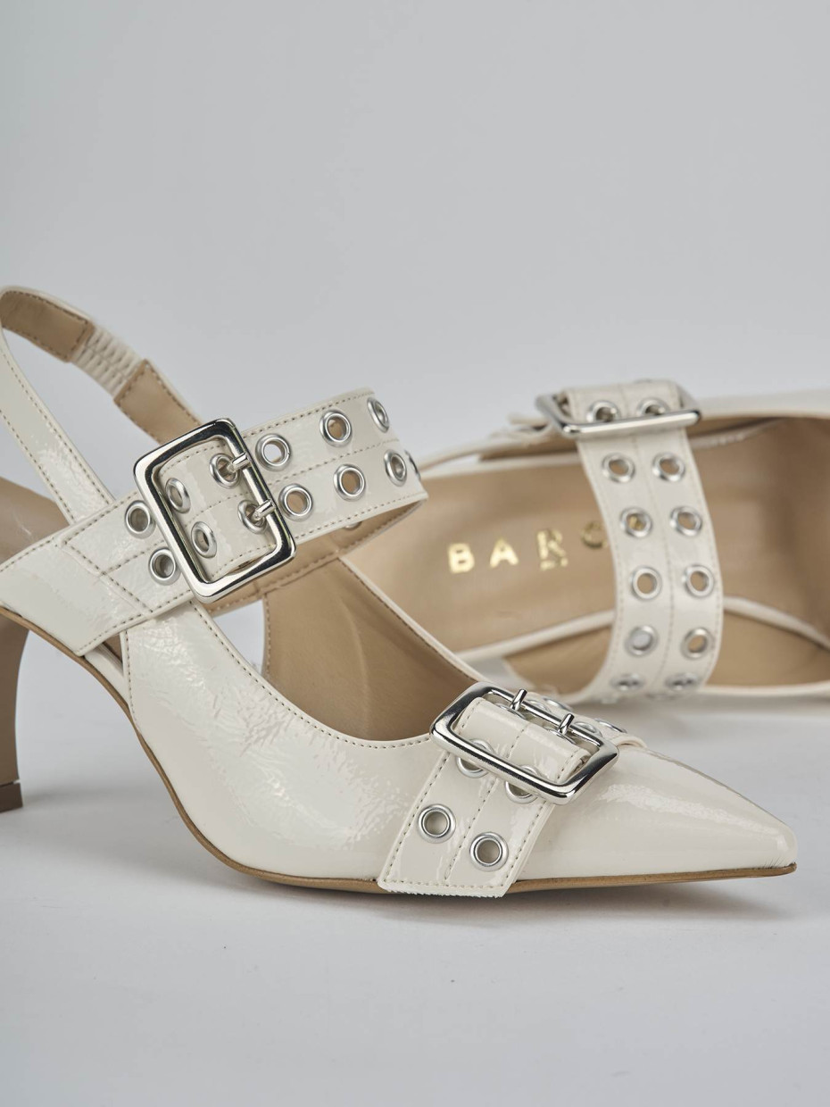 Décolleté e slingback tacco 7cm vernice bianco