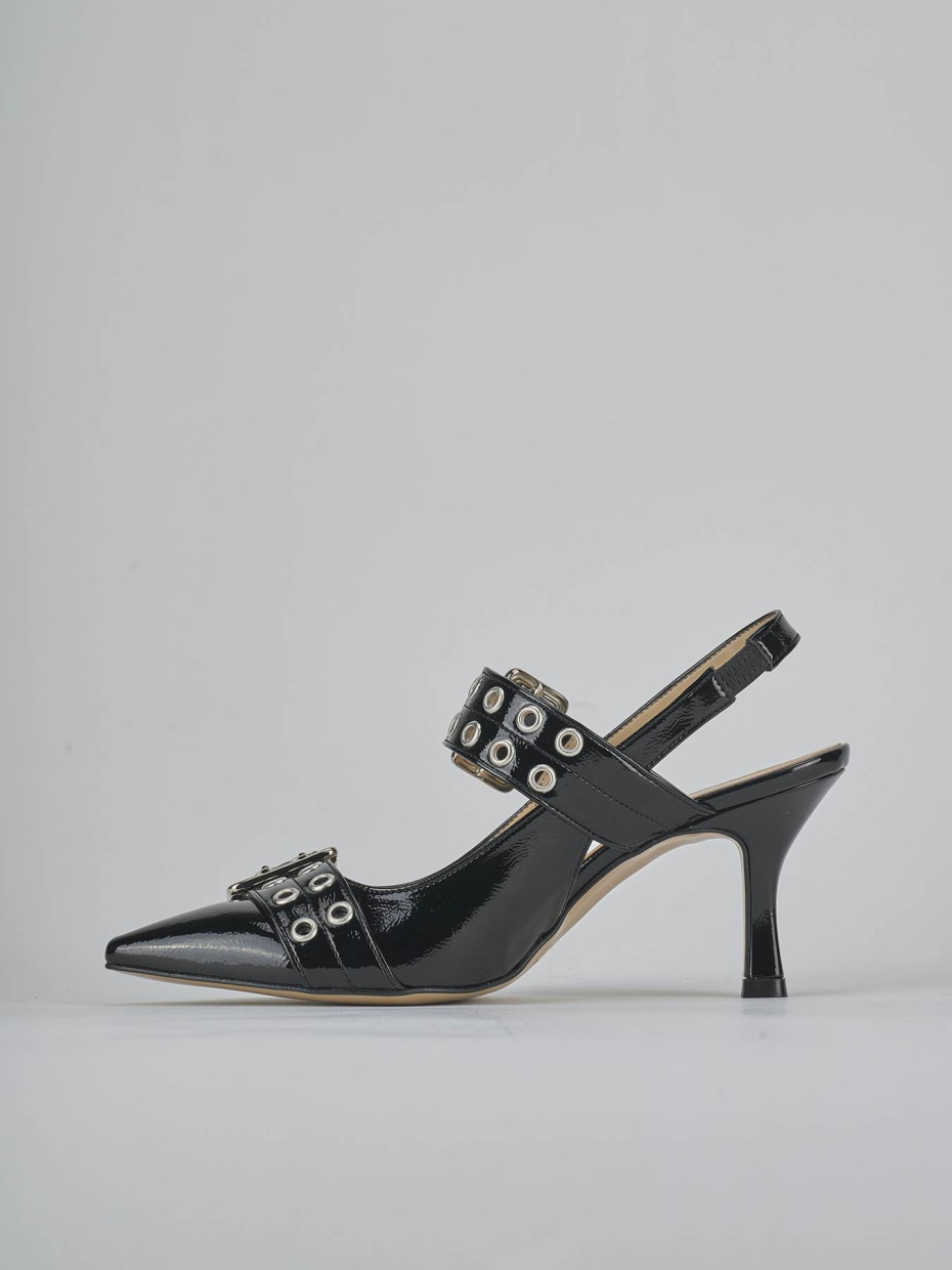 Décolleté e slingback tacco 7cm vernice nero