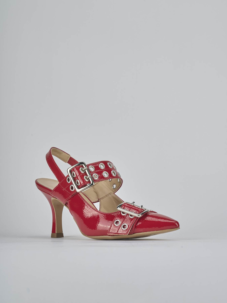 Décolleté e slingback tacco 7cm vernice rosso