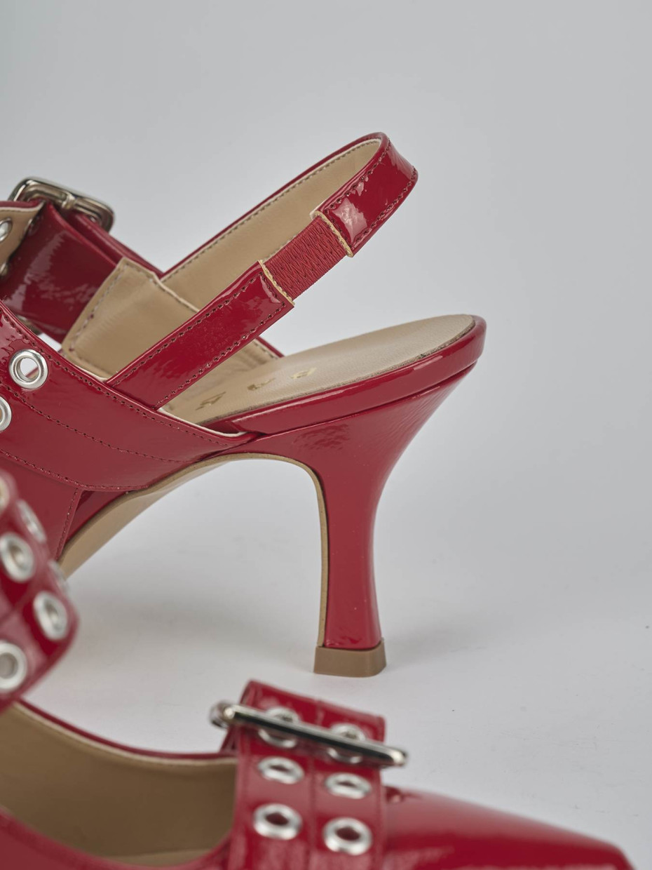 Décolleté e slingback tacco 7cm vernice rosso