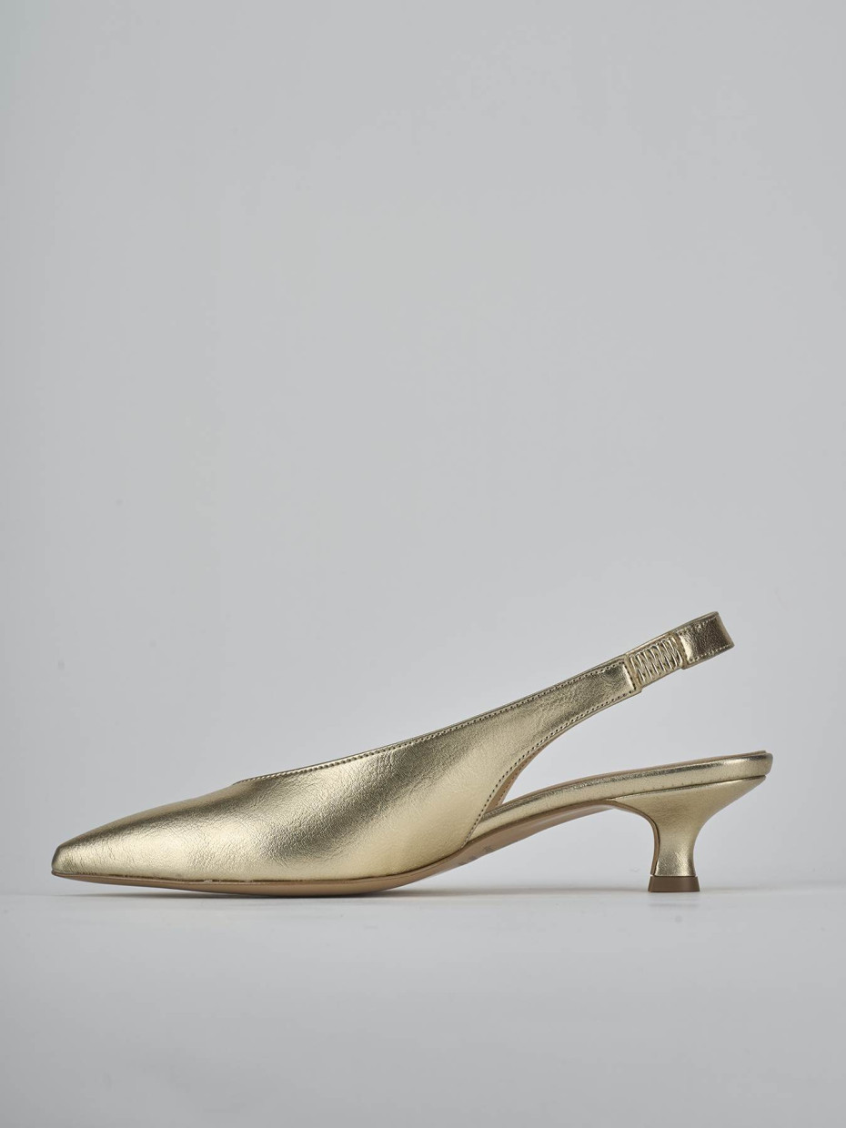 Décolleté e slingback tacco 4cm laminato oro
