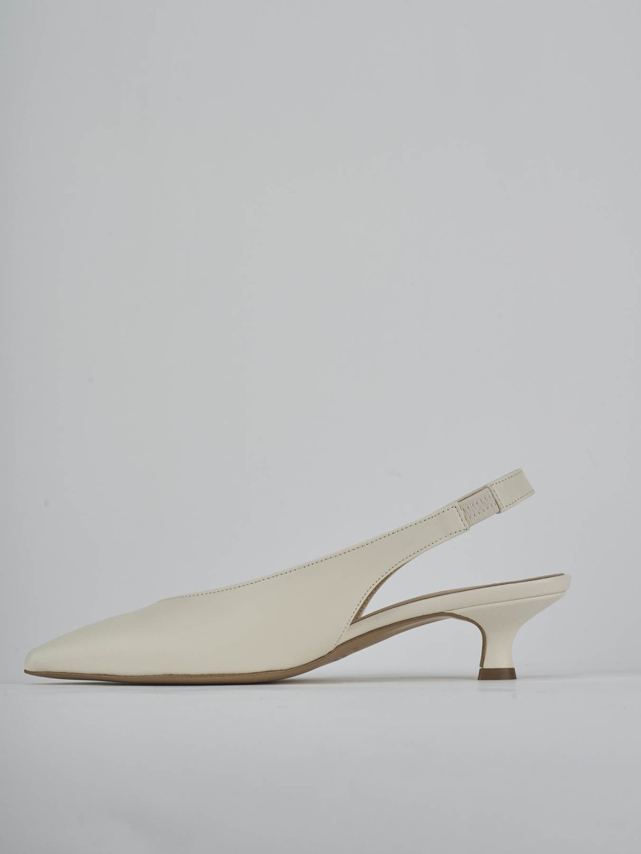Décolleté e slingback tacco 4cm pelle bianco