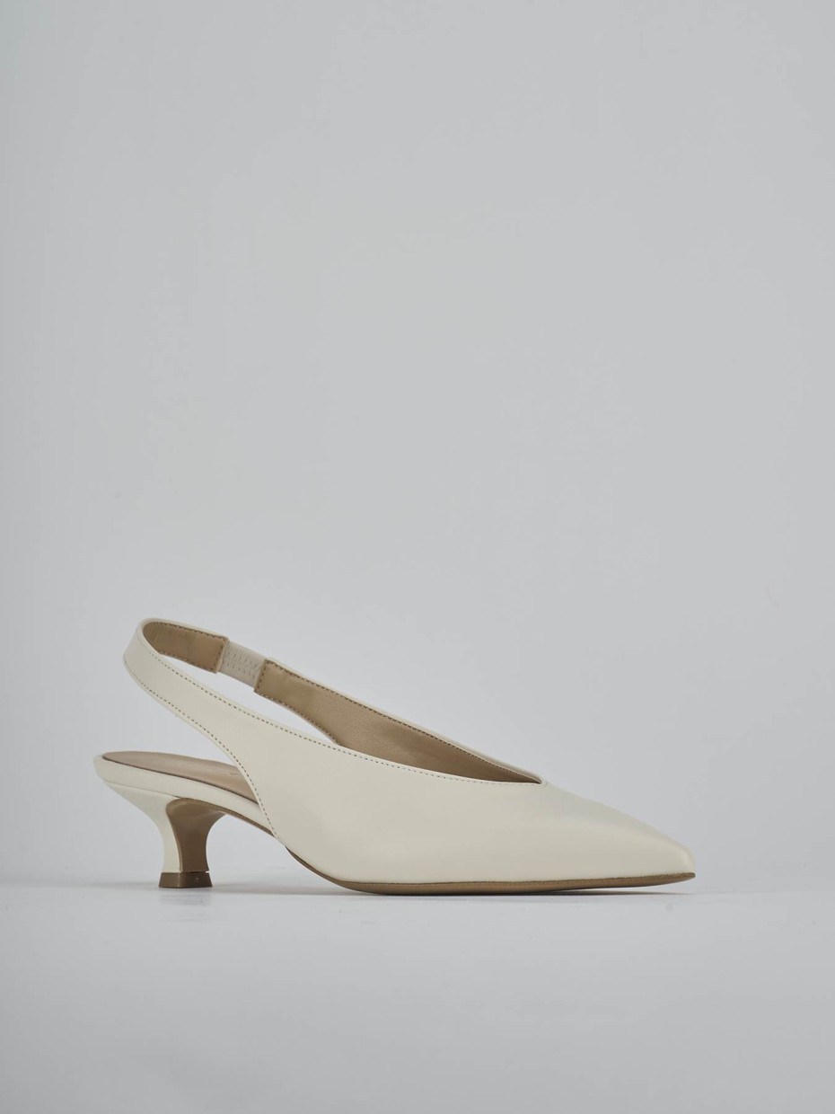 Décolleté e slingback tacco 4cm pelle bianco