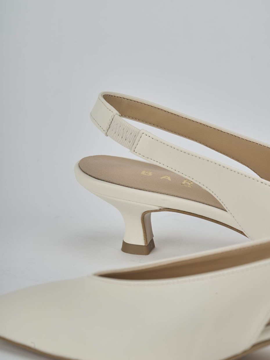 Décolleté e slingback tacco 4cm pelle bianco