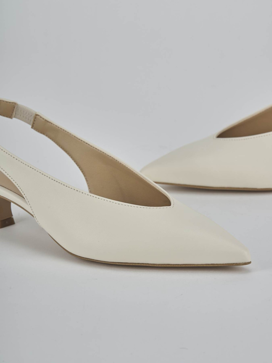 Décolleté e slingback tacco 4cm pelle bianco