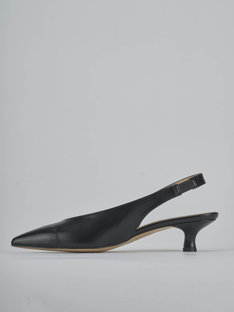 Décolleté e slingback tacco 4cm pelle nero