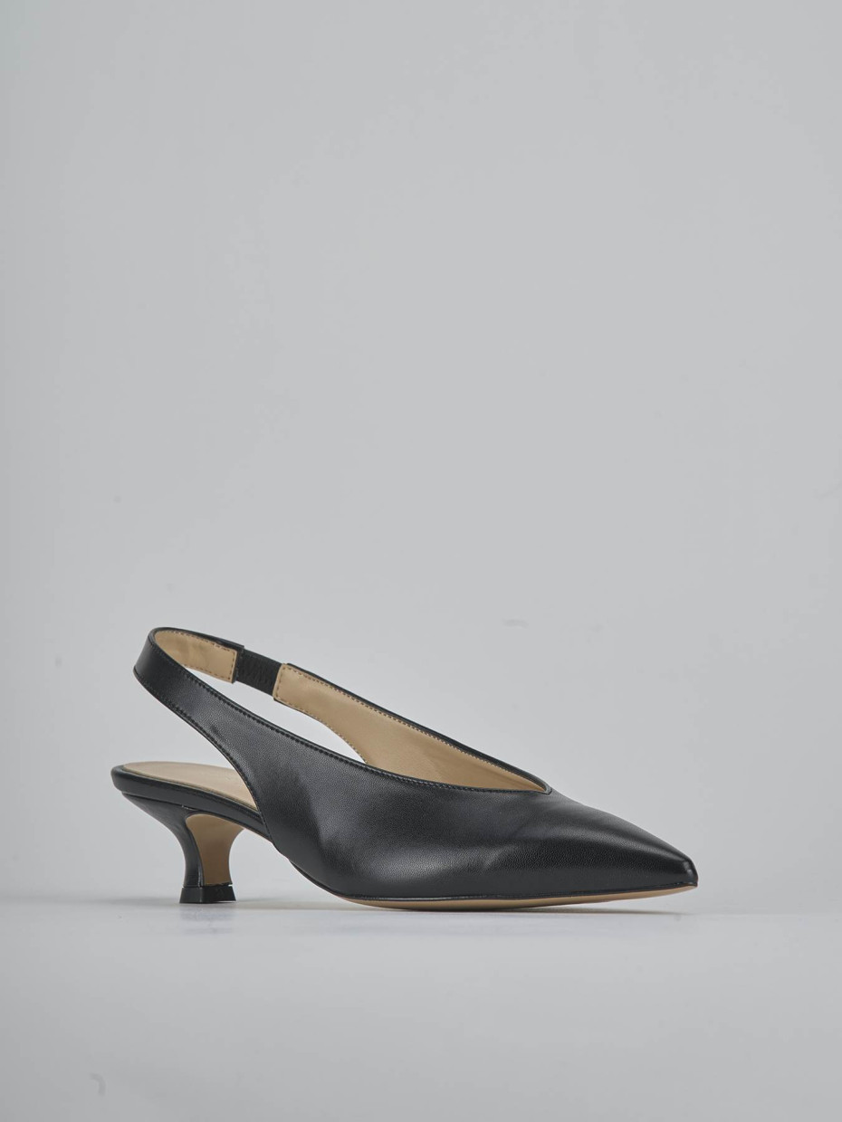 Décolleté e slingback tacco 4cm pelle nero