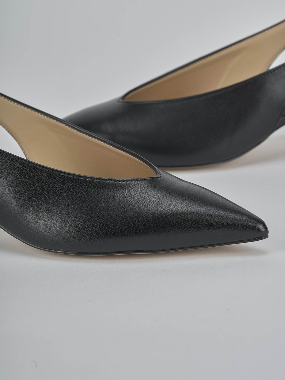 Décolleté e slingback tacco 4cm pelle nero