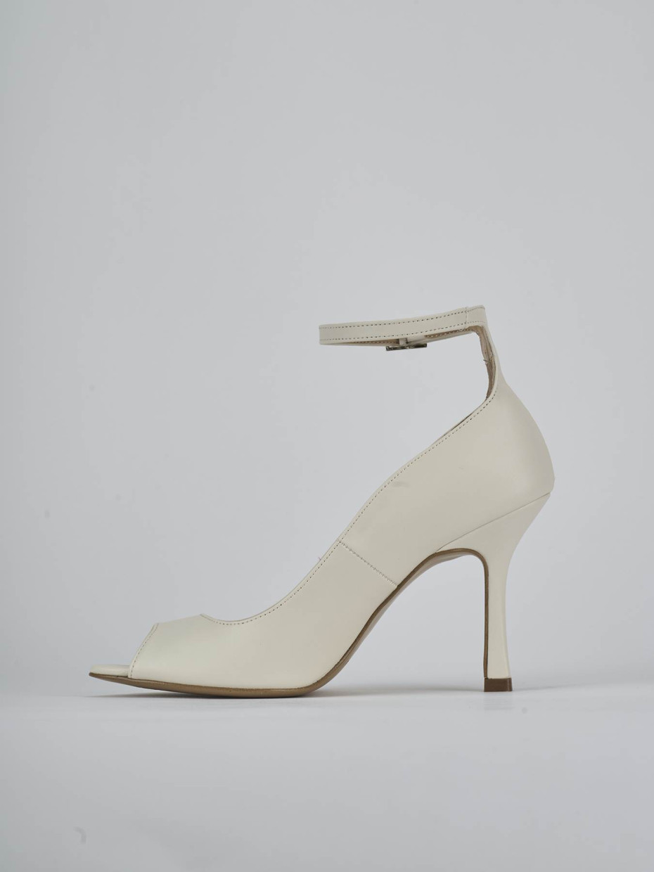Décolleté e slingback tacco 9cm pelle bianco