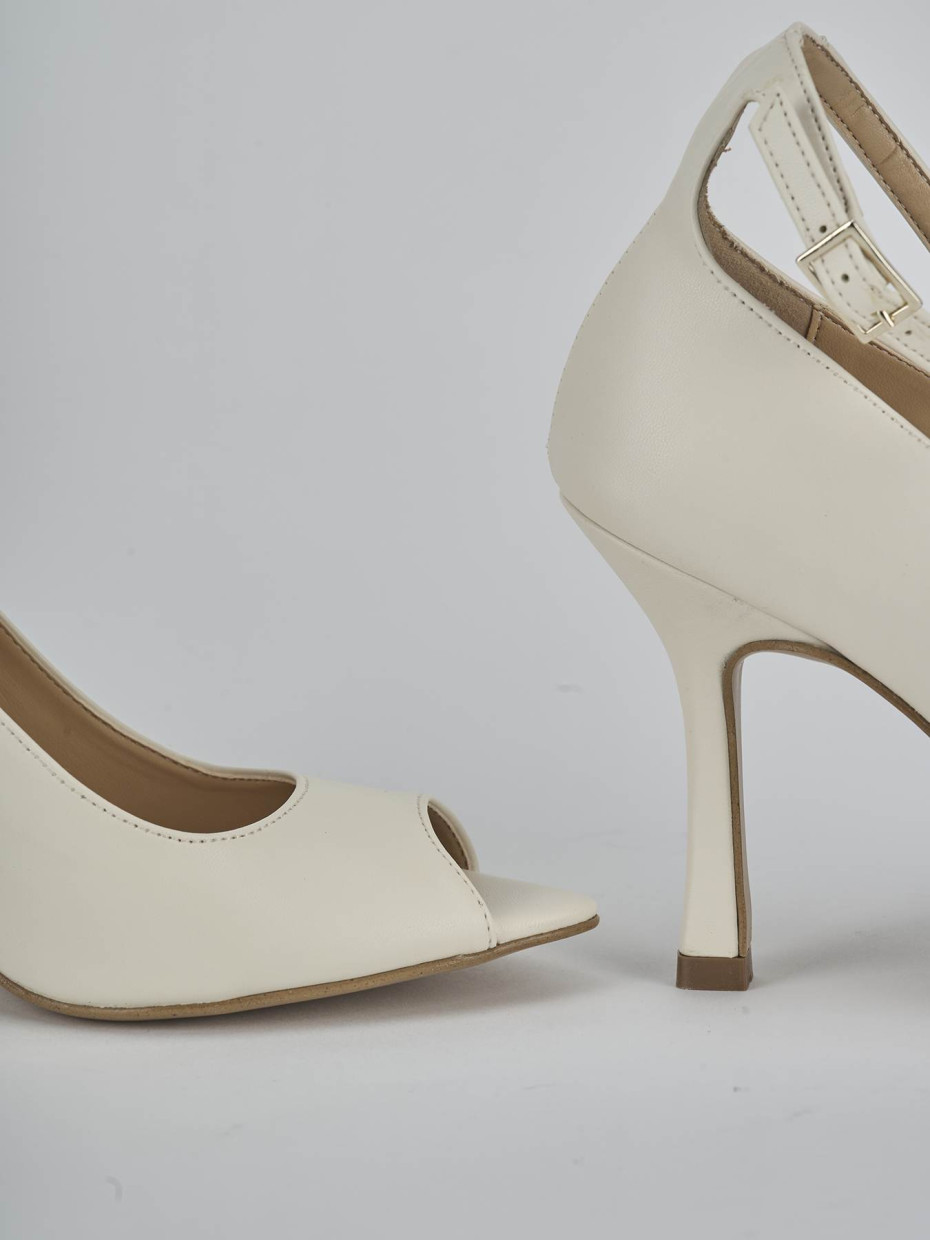 Décolleté e slingback tacco 9cm pelle bianco
