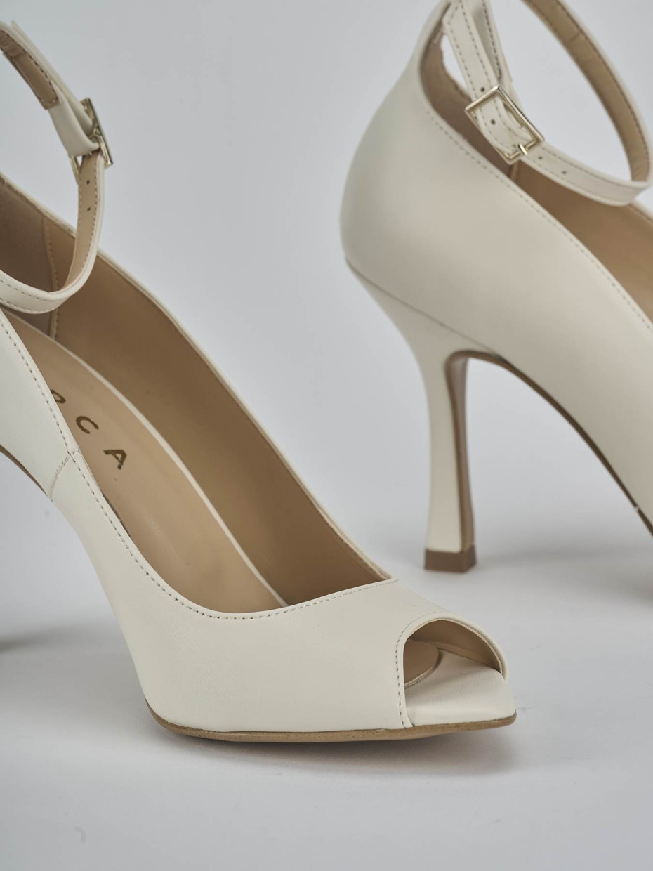 Décolleté e slingback tacco 9cm pelle bianco