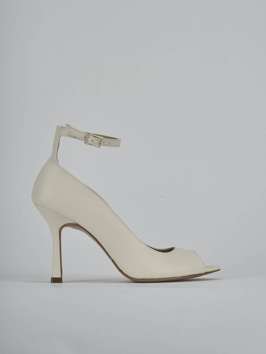 Décolleté e slingback tacco 9cm pelle bianco