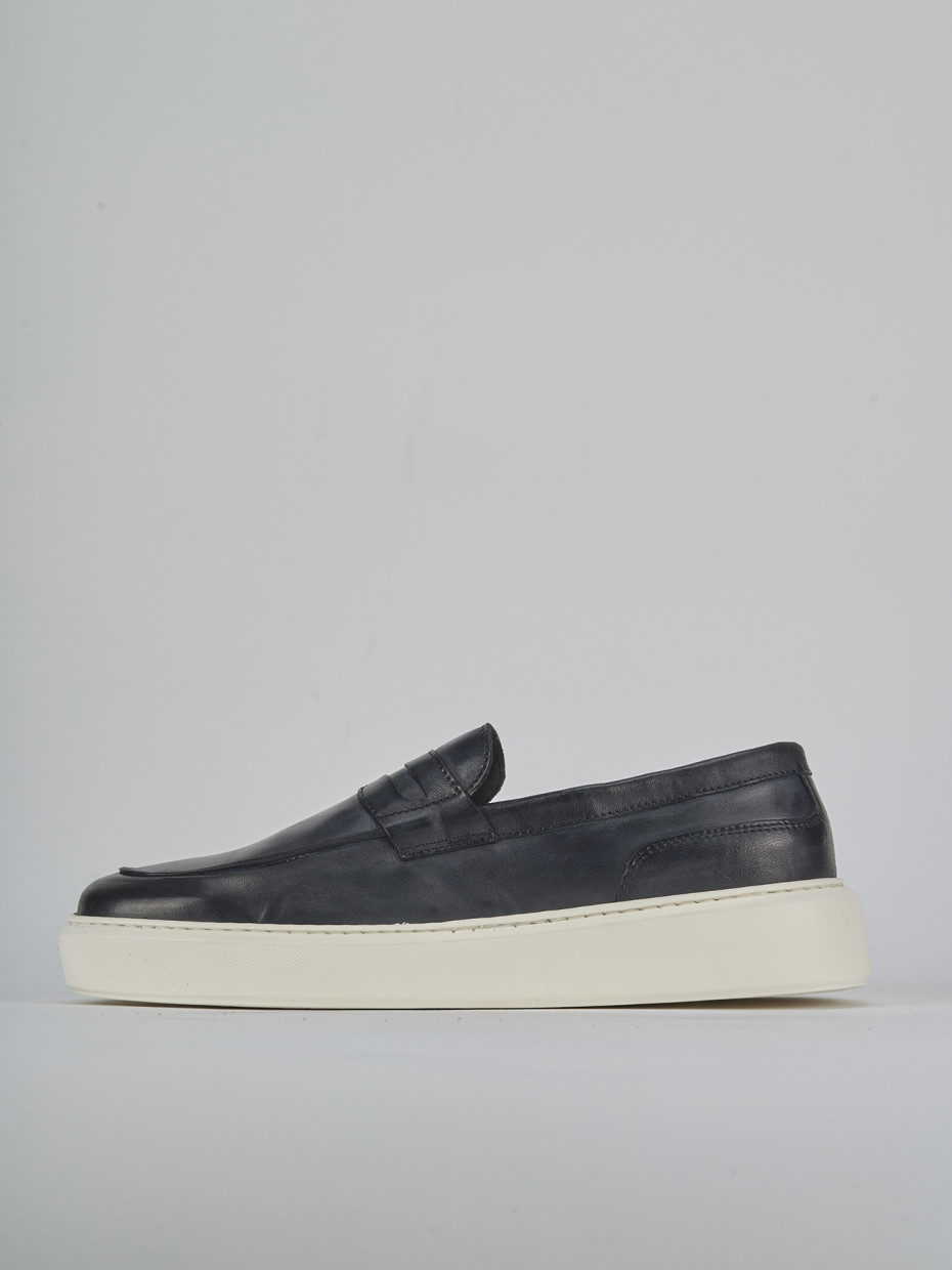 Mocassini pelle blu