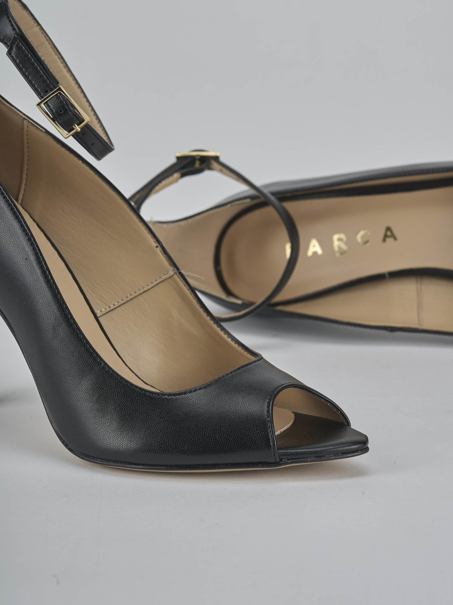 Décolleté e slingback tacco 9cm pelle nero