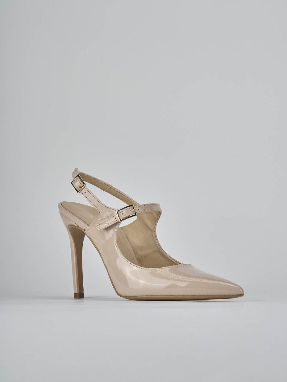 Décolleté e slingback tacco 6cm vernice beige