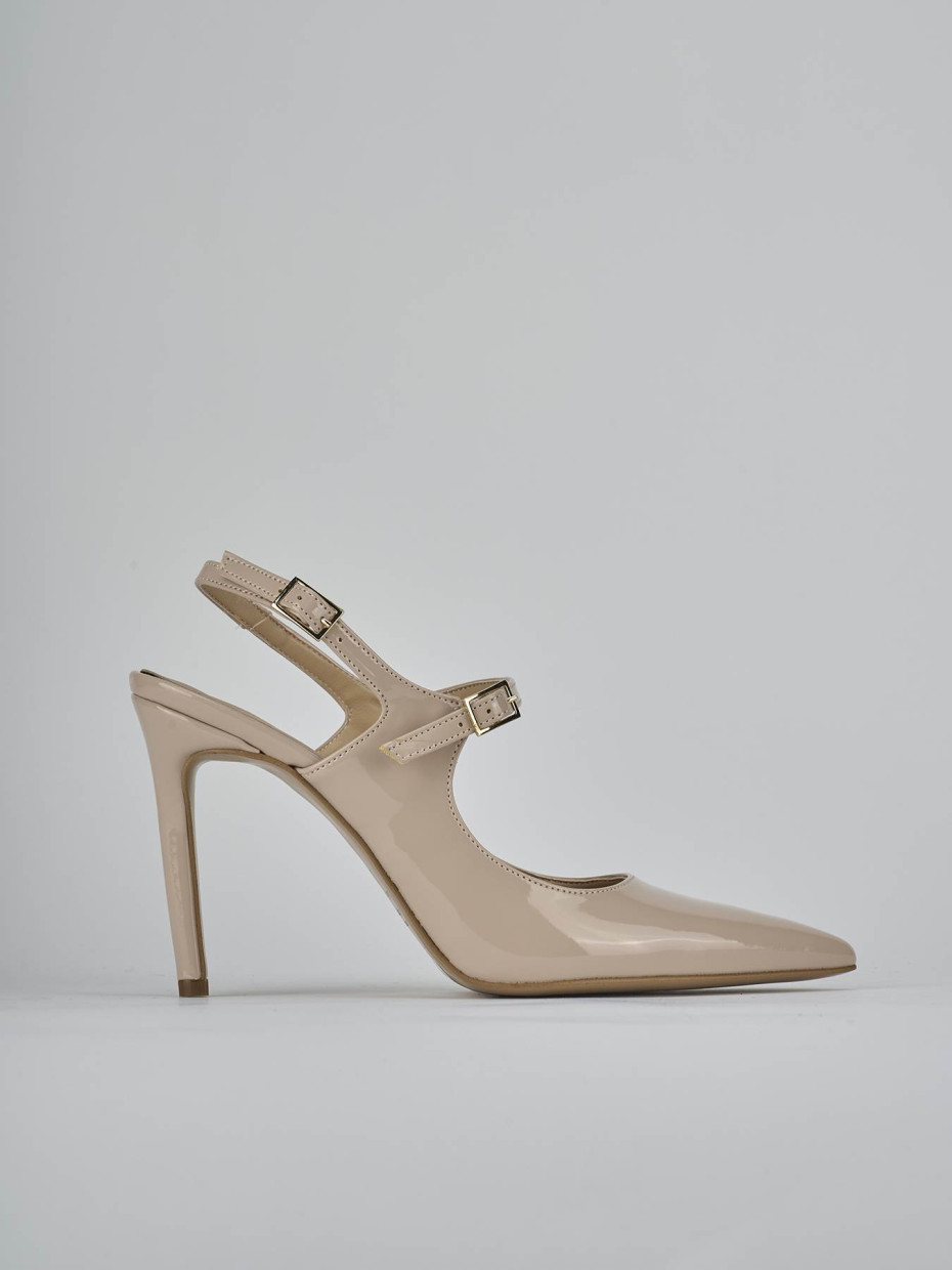 Décolleté e slingback tacco 6cm vernice beige