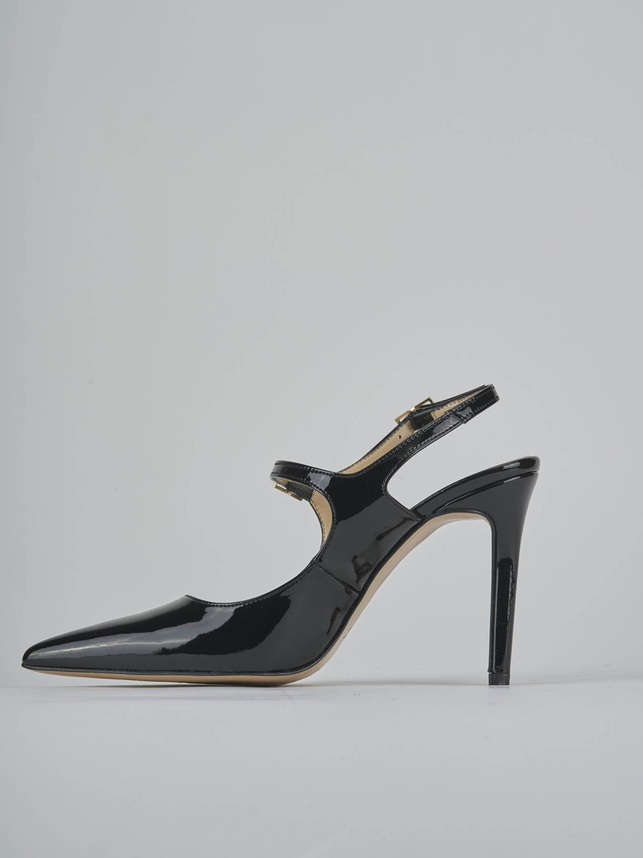 Décolleté e slingback tacco 6cm vernice nero