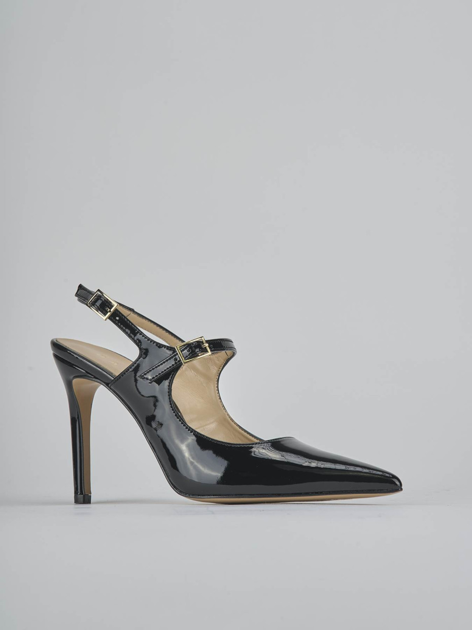 Décolleté e slingback tacco 6cm vernice nero