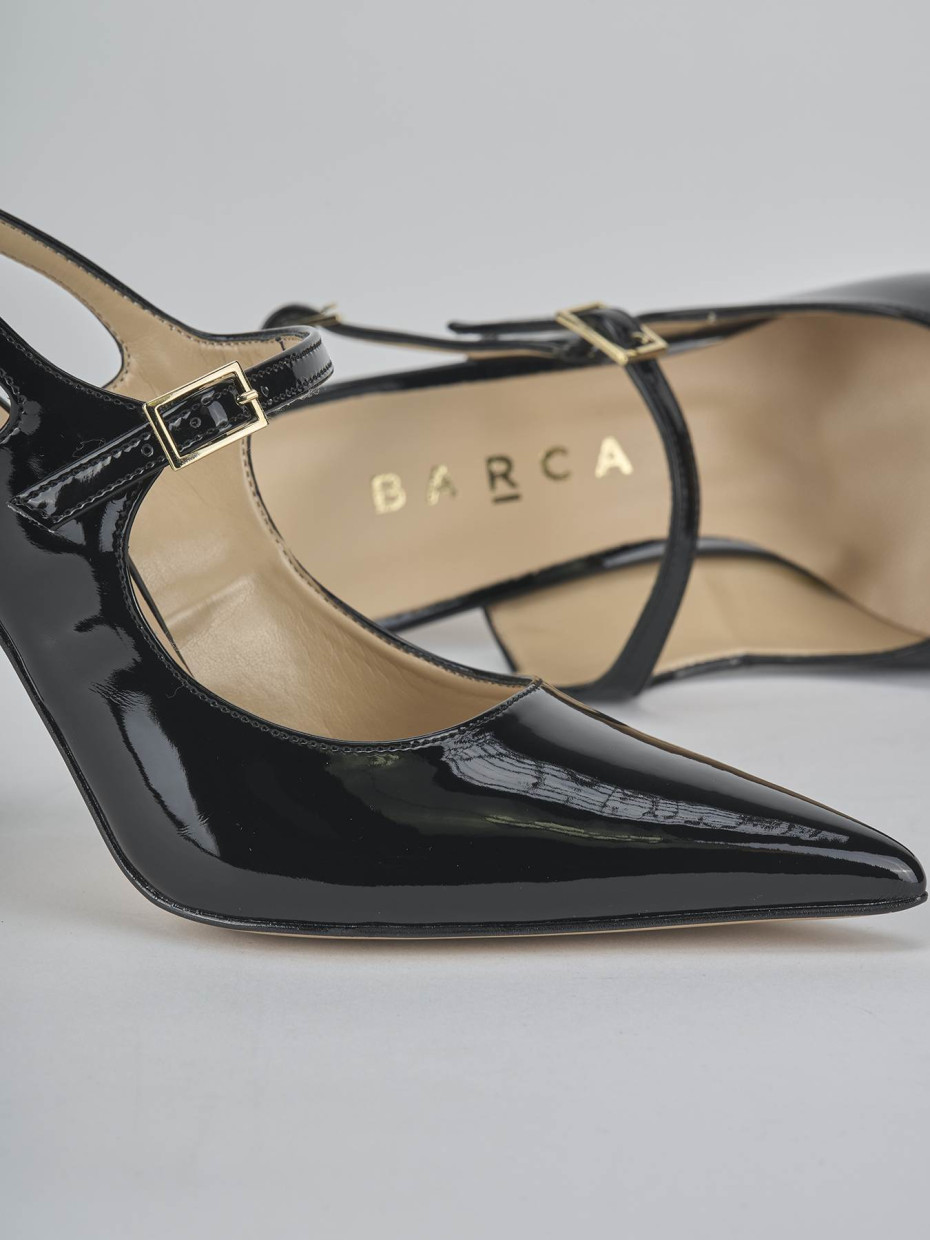 Décolleté e slingback tacco 6cm vernice nero