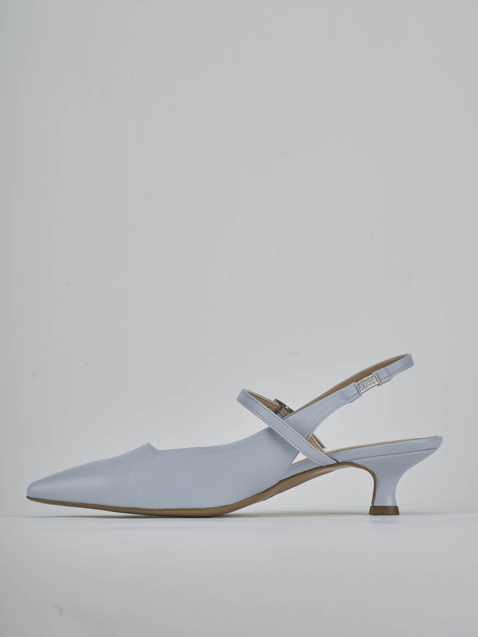 Décolleté e slingback tacco 4cm pelle azzurro