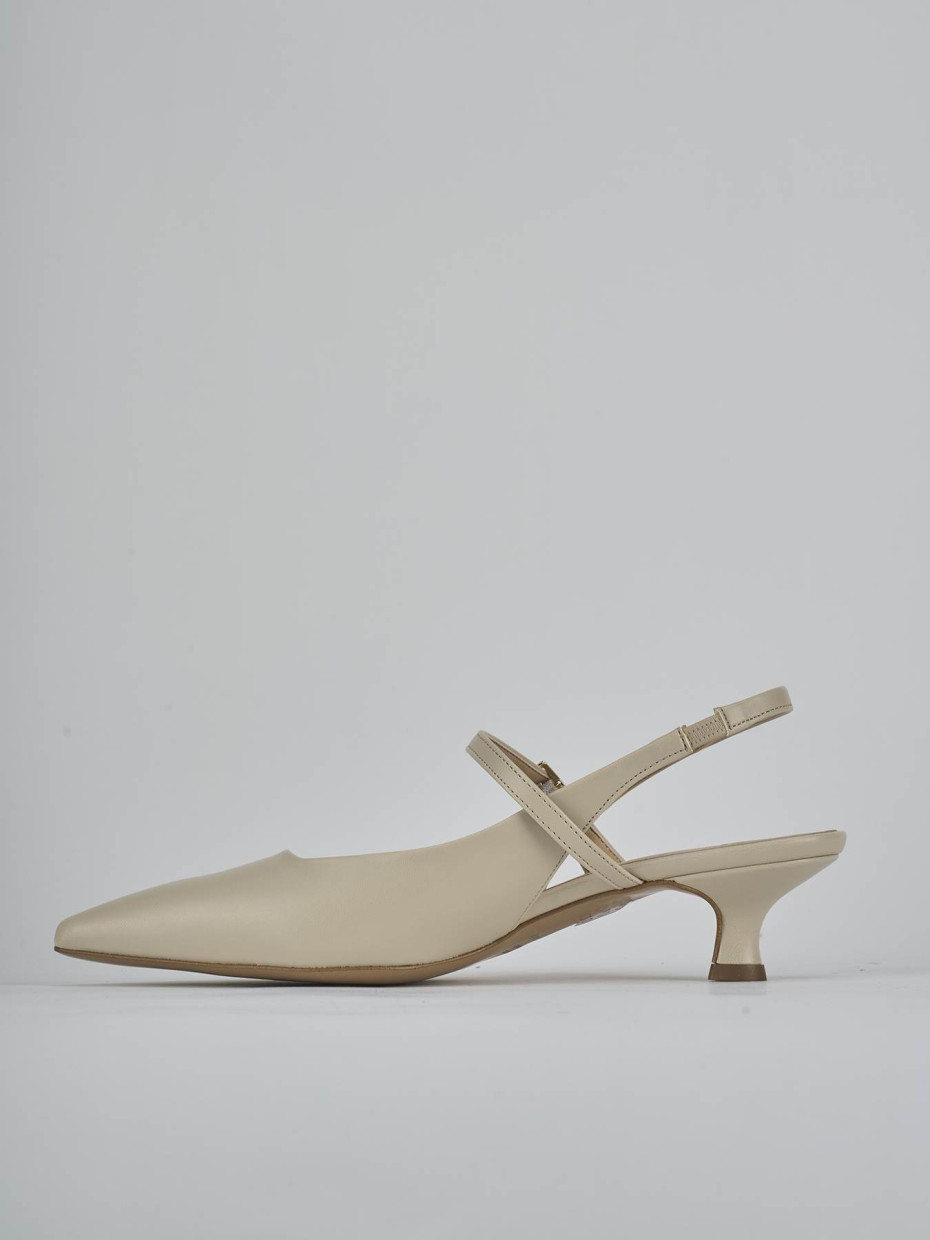 Décolleté e slingback tacco 4cm pelle beige