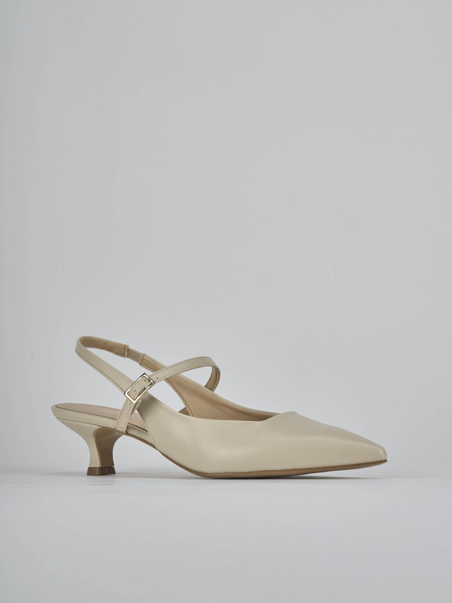 Décolleté e slingback tacco 4cm pelle beige