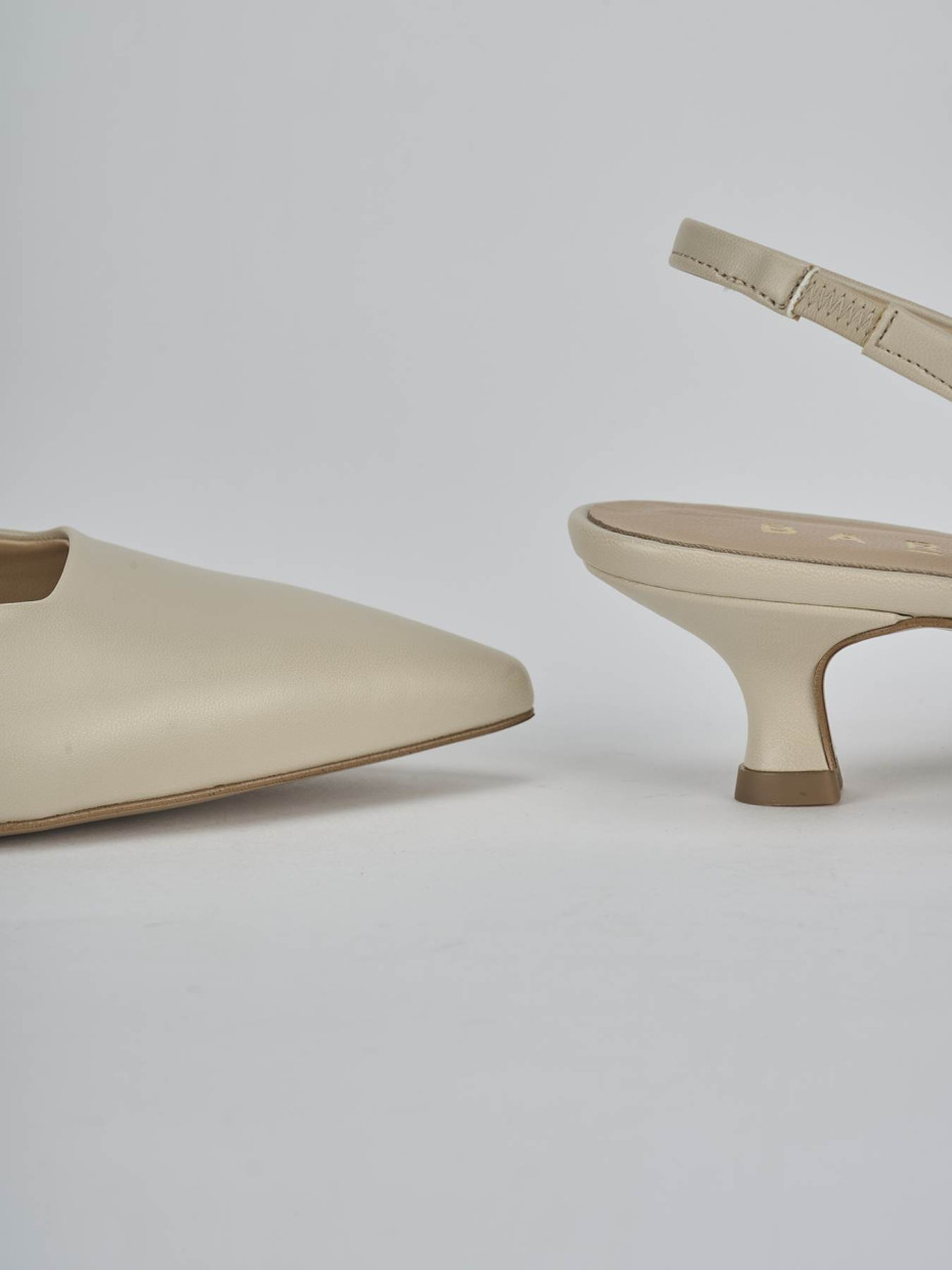 Décolleté e slingback tacco 4cm pelle beige
