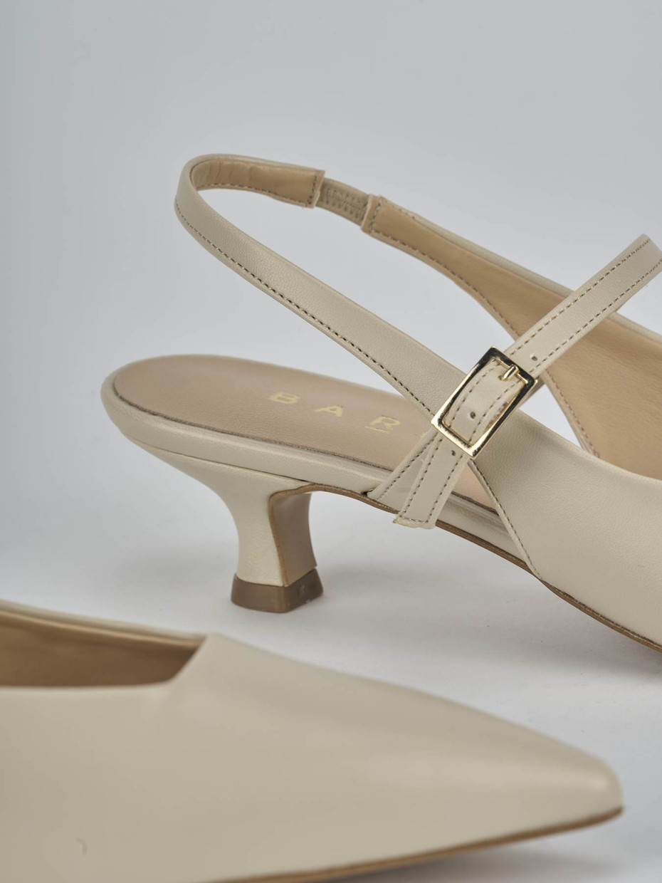 Décolleté e slingback tacco 4cm pelle beige