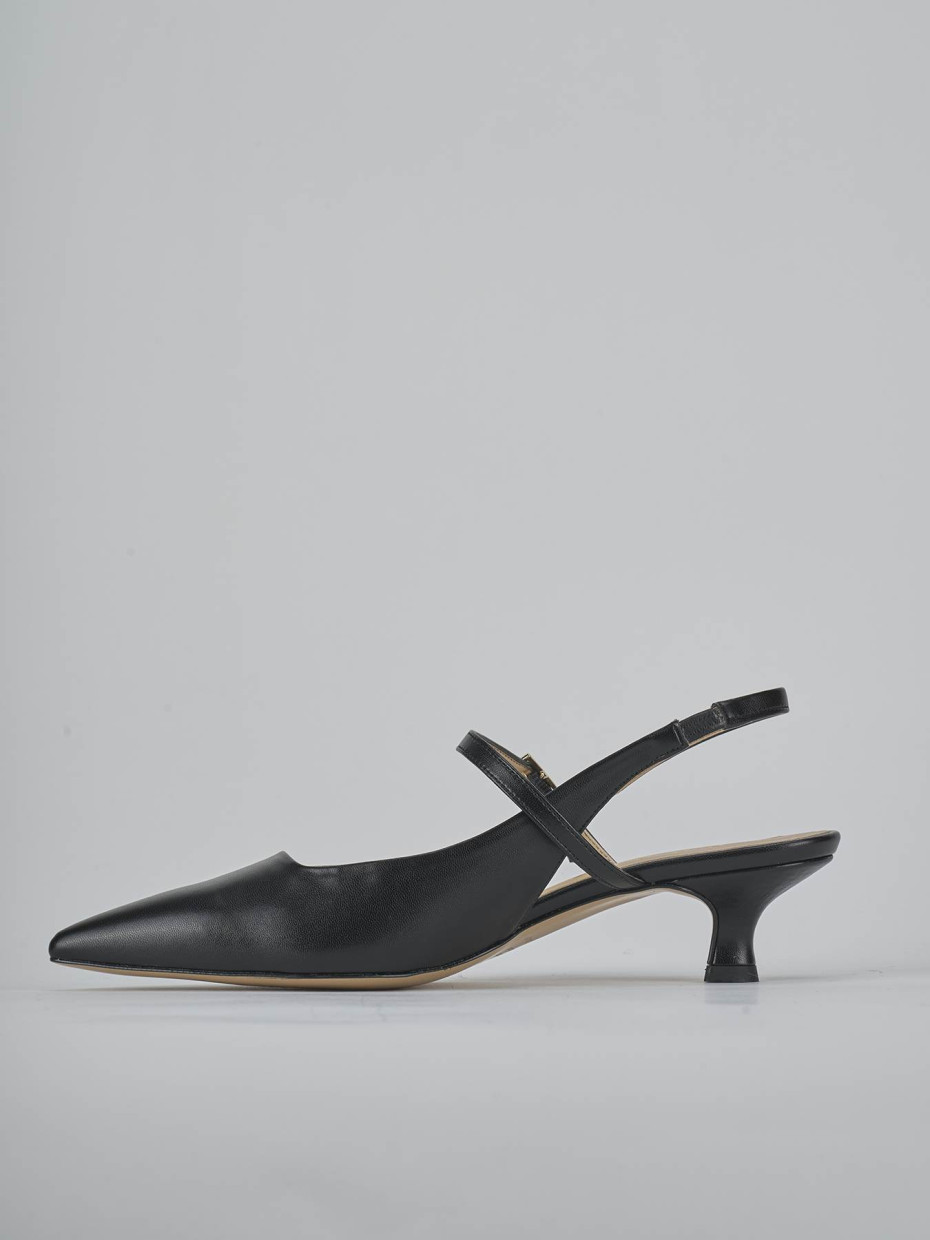 Décolleté e slingback tacco 4cm pelle nero