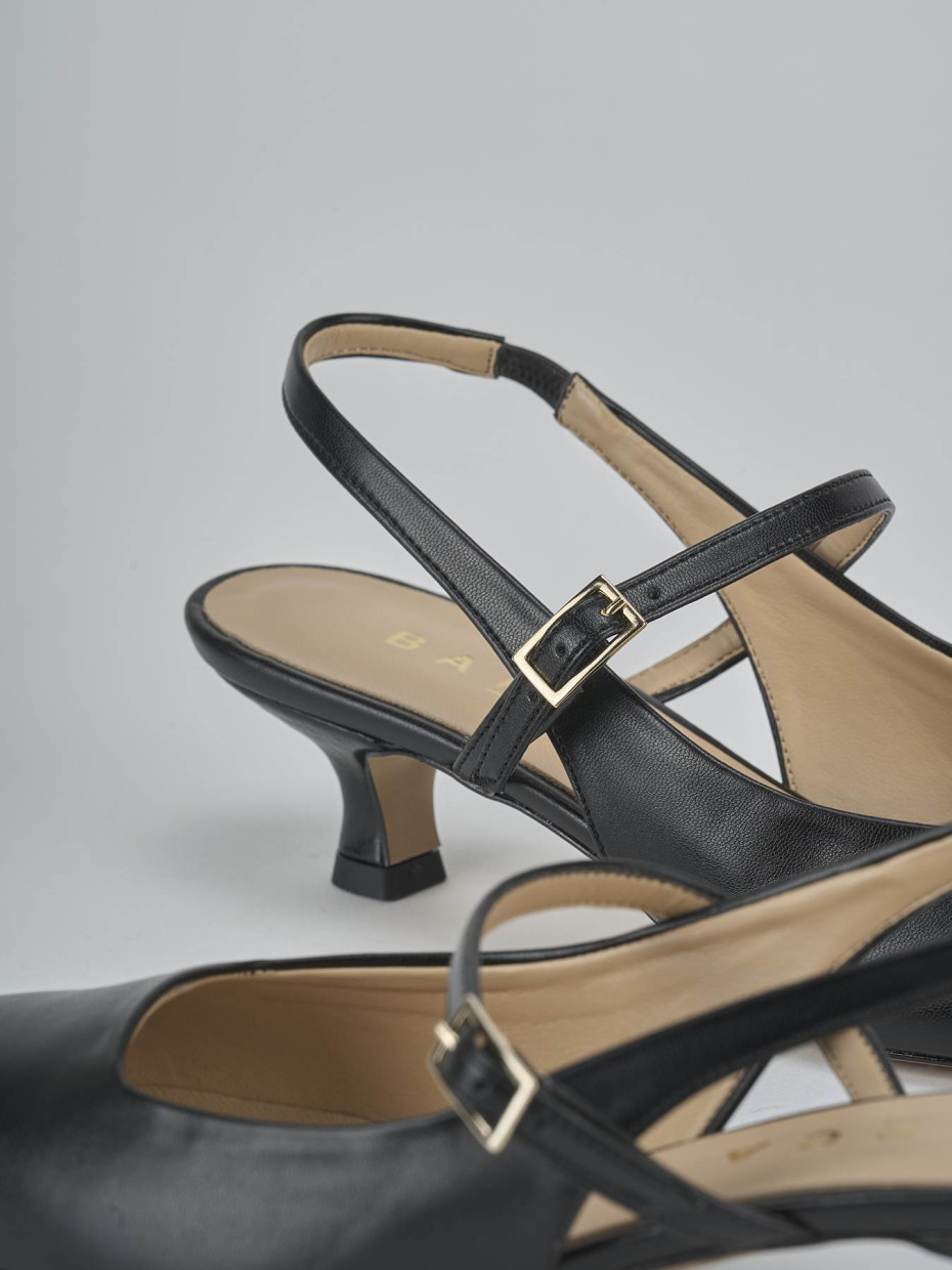 Décolleté e slingback tacco 4cm pelle nero