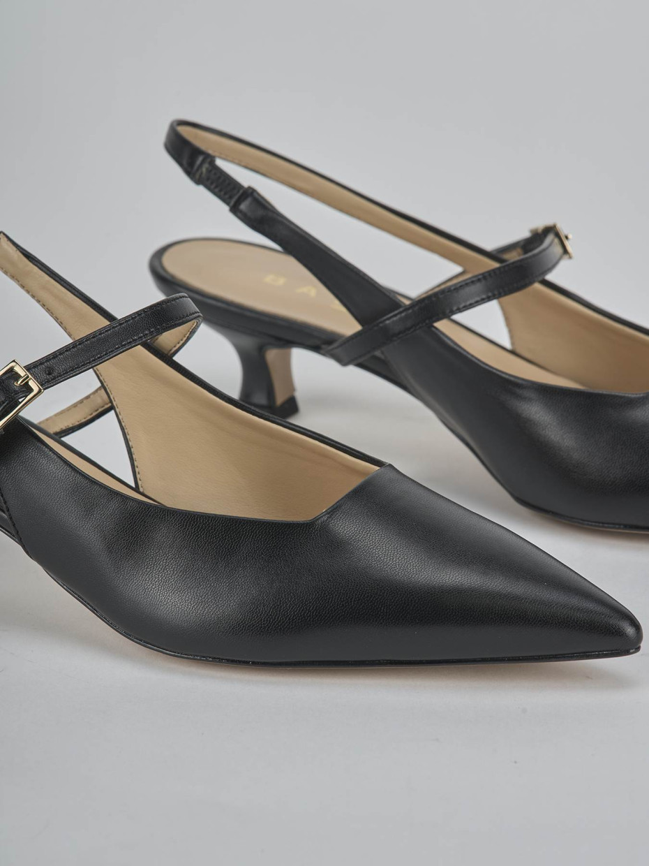 Décolleté e slingback tacco 4cm pelle nero